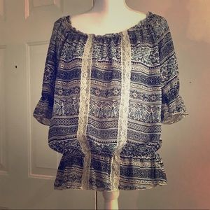 Lilly Lou print sheer blouse